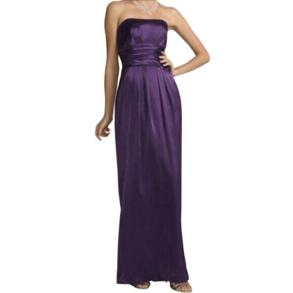 Davids Bridal NWT Strapless Gown F14227 size 8 Purple POCKETS attachable straps - Picture 1 of 8